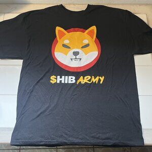 Shiba Inu SHIB Army T-Shirt XL Black Crypto Meme Tee Gildan DryBlend Doge